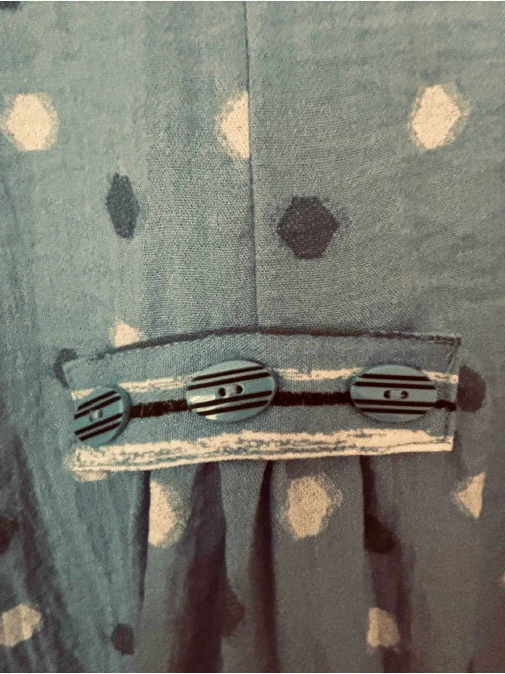 Habitat Blue Polka Dot Button-Front Tunic with Stripe Trim - Picture 4 of 5
